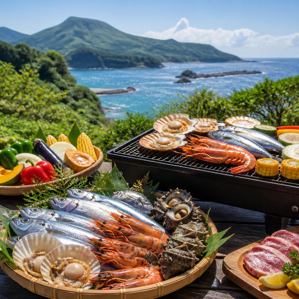 地域の新鮮な食材でバーベキュー