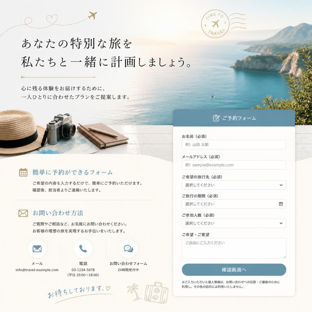 お問い合わせと予約 - あなたの冒険を計画しよう