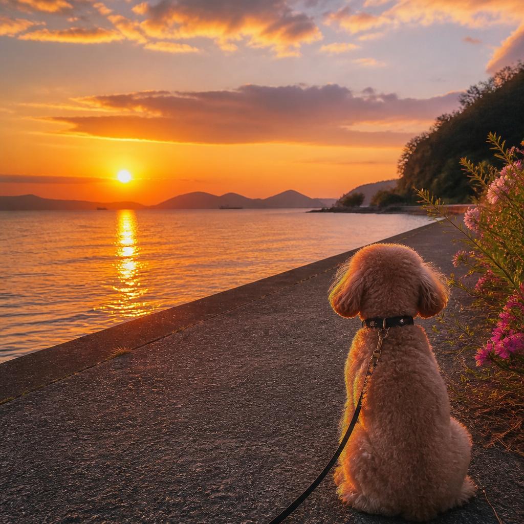 愛媛の夕日と愛犬と一緒に。幸せな散歩時間をあなたに！