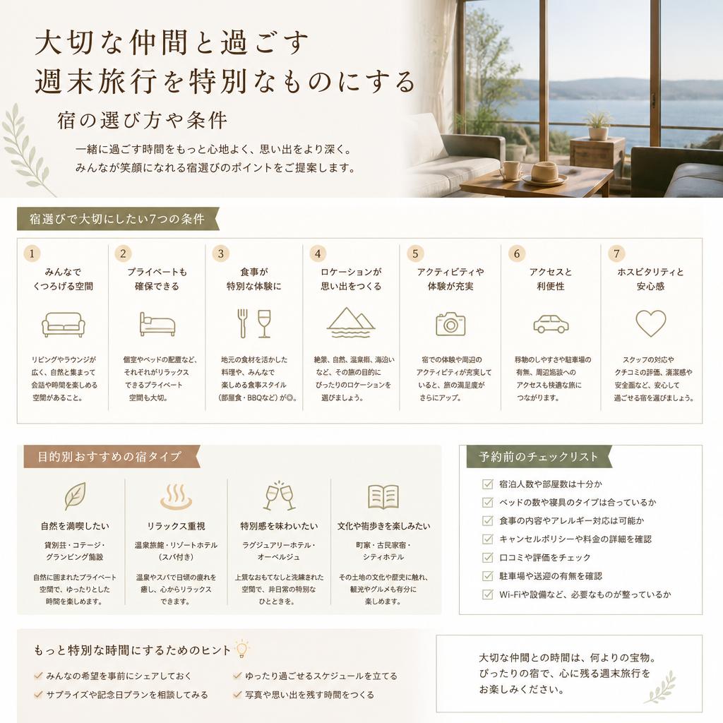 週末旅行を楽しむための選び方