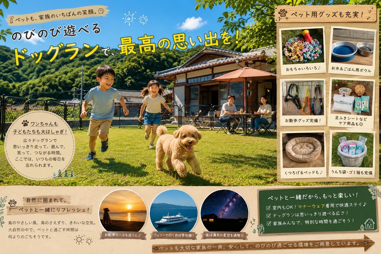 愛媛の離島で犬連れ旅行を満喫！周囲を気にせず過ごせるプライベート貸別荘