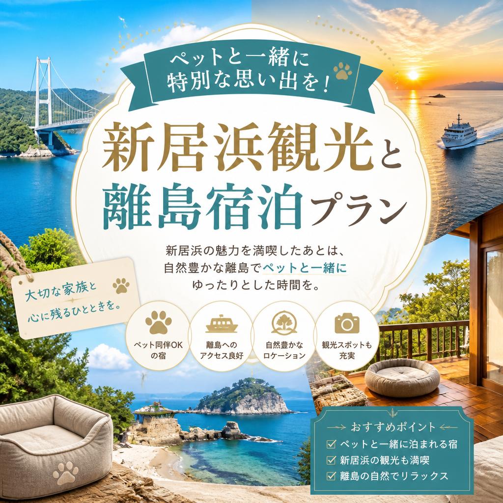 ペットと一緒に特別な思い出を！新居浜観光と離島宿泊プラン