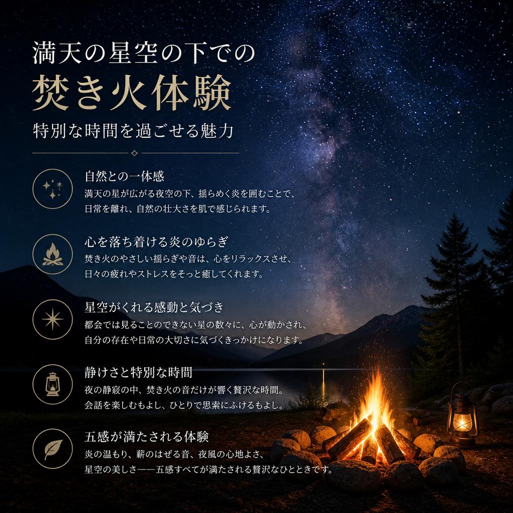 星空を楽しむ焚き火タイム