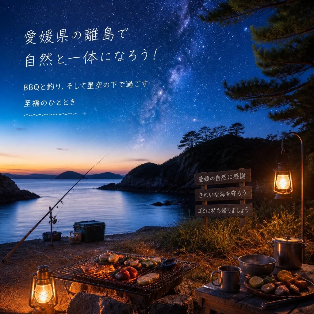 愛媛県の離島で自然と一体になろう！BBQと釣り、そして星空の下で過ごす至福のひととき
